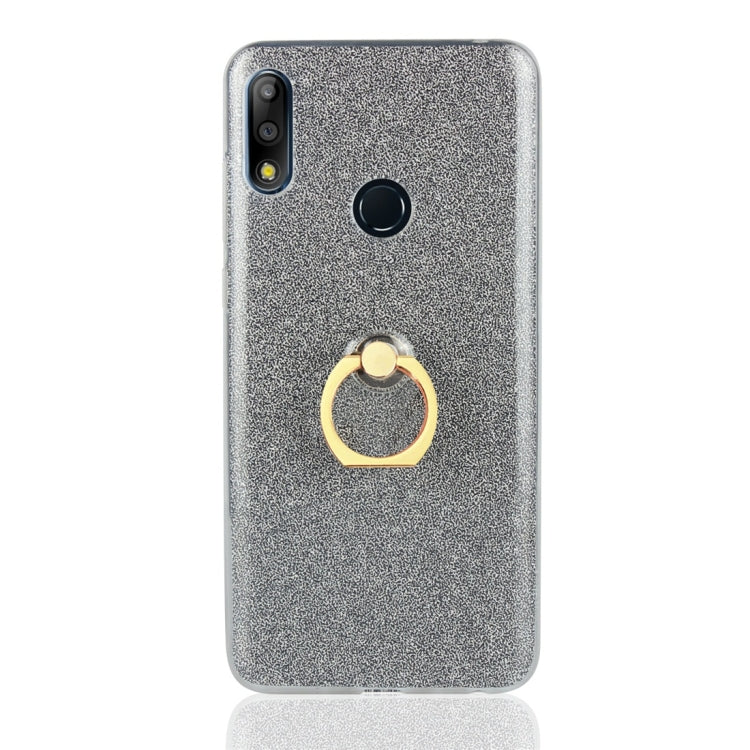 Glittery Powder Shockproof TPU Protective Case for Asus Zenfone Max Pro (M2) ZB631KL, with 360 Degree Rotation Ring Holder
