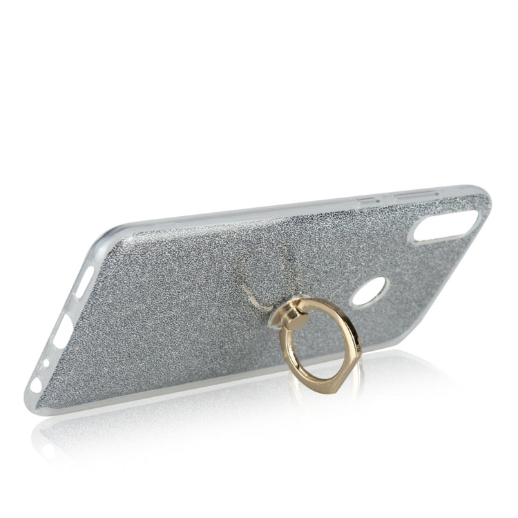 Glittery Powder Shockproof TPU Protective Case for Asus Zenfone Max Pro (M2) ZB631KL, with 360 Degree Rotation Ring Holder