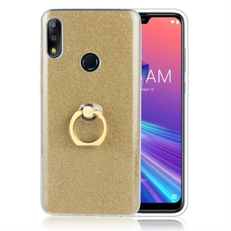 Glittery Powder Shockproof TPU Protective Case for Asus Zenfone Max Pro (M2) ZB631KL, with 360 Degree Rotation Ring Holder
