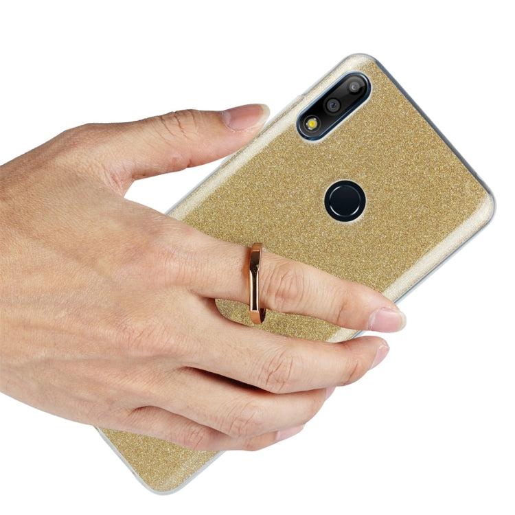 Glittery Powder Shockproof TPU Protective Case for Asus Zenfone Max Pro (M2) ZB631KL, with 360 Degree Rotation Ring Holder