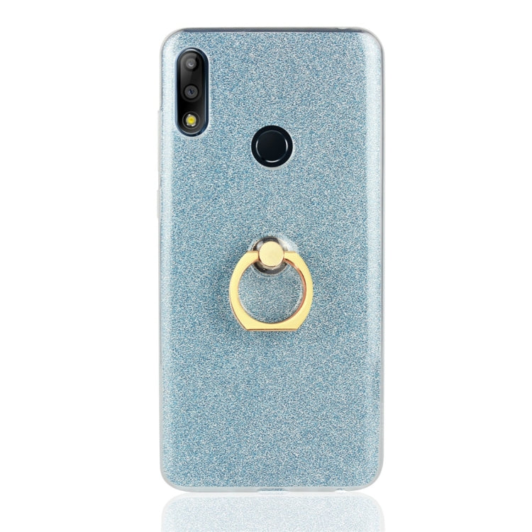 Glittery Powder Shockproof TPU Protective Case for Asus Zenfone Max Pro (M2) ZB631KL, with 360 Degree Rotation Ring Holder