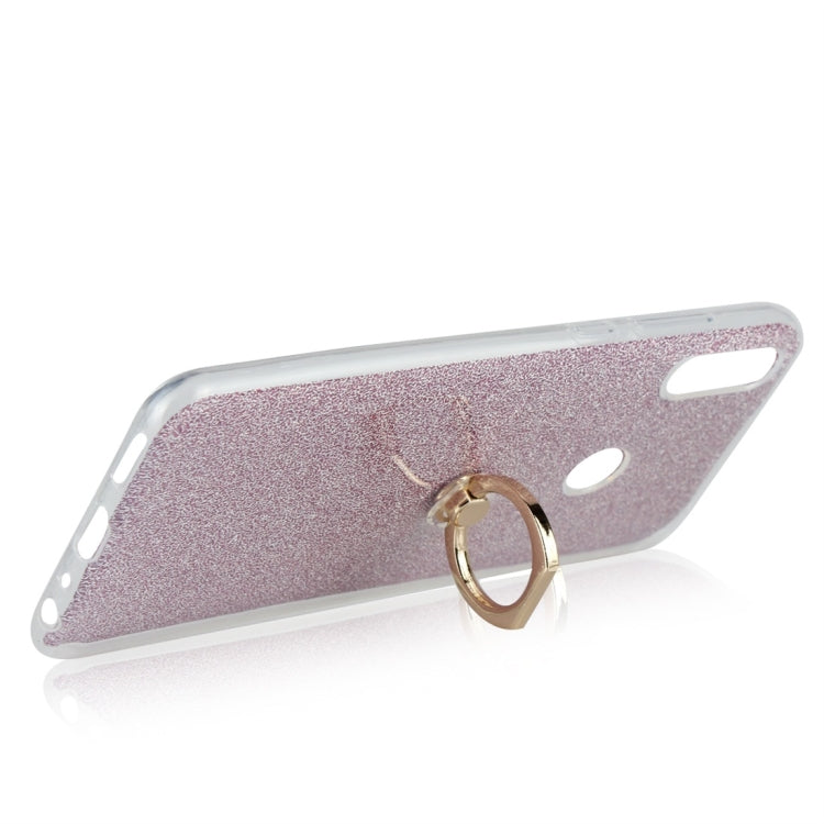 Glittery Powder Shockproof TPU Protective Case for Asus Zenfone Max Pro (M2) ZB631KL, with 360 Degree Rotation Ring Holder
