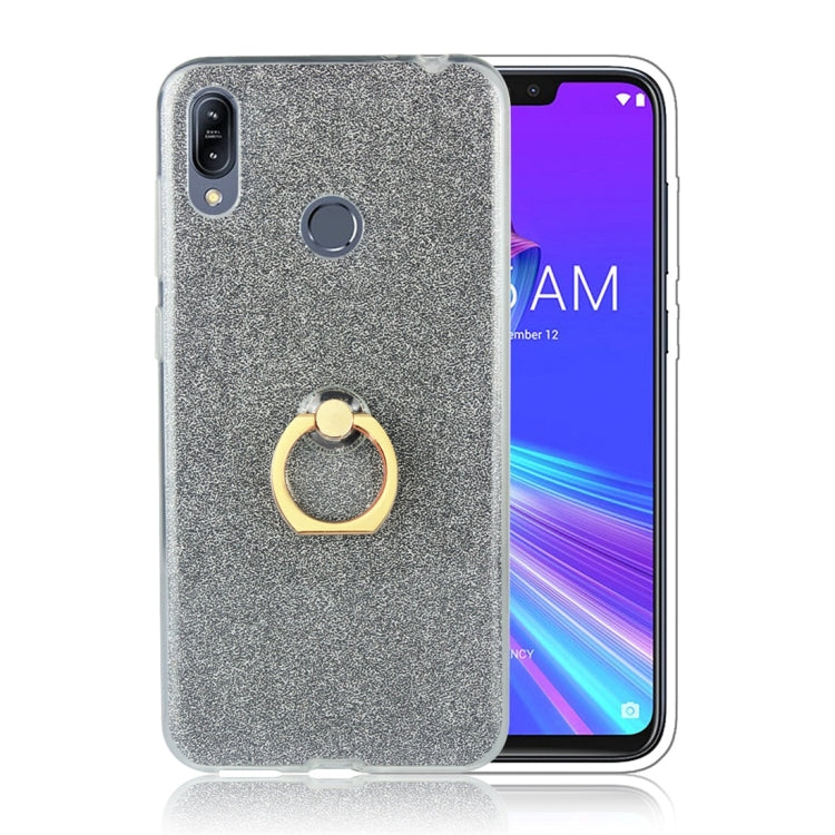 Glittery Powder Shockproof TPU Protective Case for Asus Zenfone Max (M2) ZB633KL, with 360 Degree Rotation Ring Holder