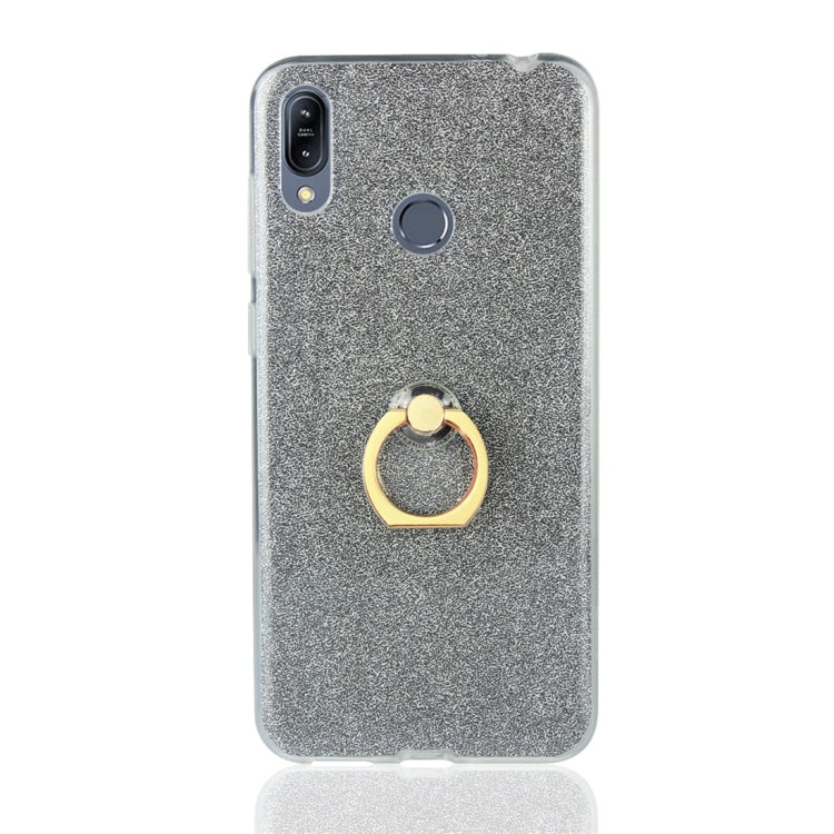 Glittery Powder Shockproof TPU Protective Case for Asus Zenfone Max (M2) ZB633KL, with 360 Degree Rotation Ring Holder