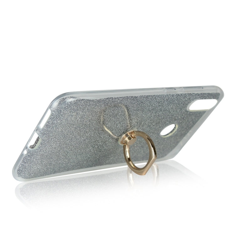 Glittery Powder Shockproof TPU Protective Case for Asus Zenfone Max (M2) ZB633KL, with 360 Degree Rotation Ring Holder