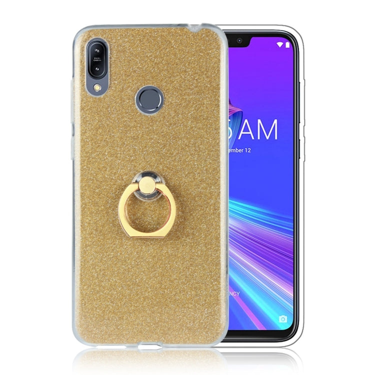 Glittery Powder Shockproof TPU Protective Case for Asus Zenfone Max (M2) ZB633KL, with 360 Degree Rotation Ring Holder