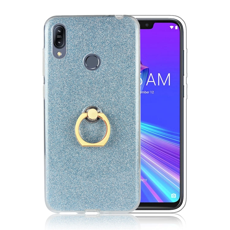 Glittery Powder Shockproof TPU Protective Case for Asus Zenfone Max (M2) ZB633KL, with 360 Degree Rotation Ring Holder