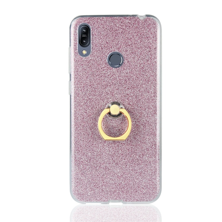 Glittery Powder Shockproof TPU Protective Case for Asus Zenfone Max (M2) ZB633KL, with 360 Degree Rotation Ring Holder