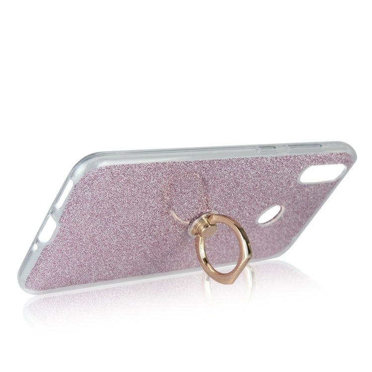 Glittery Powder Shockproof TPU Protective Case for Asus Zenfone Max (M2) ZB633KL, with 360 Degree Rotation Ring Holder