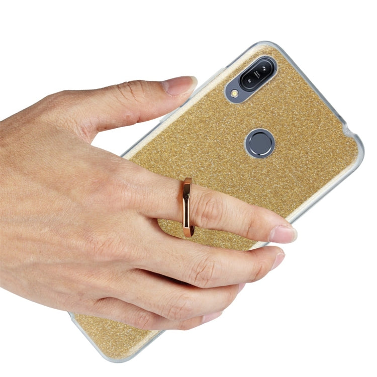 Glittery Powder Shockproof TPU Protective Case for Asus Zenfone Max (M2) ZB633KL, with 360 Degree Rotation Ring Holder