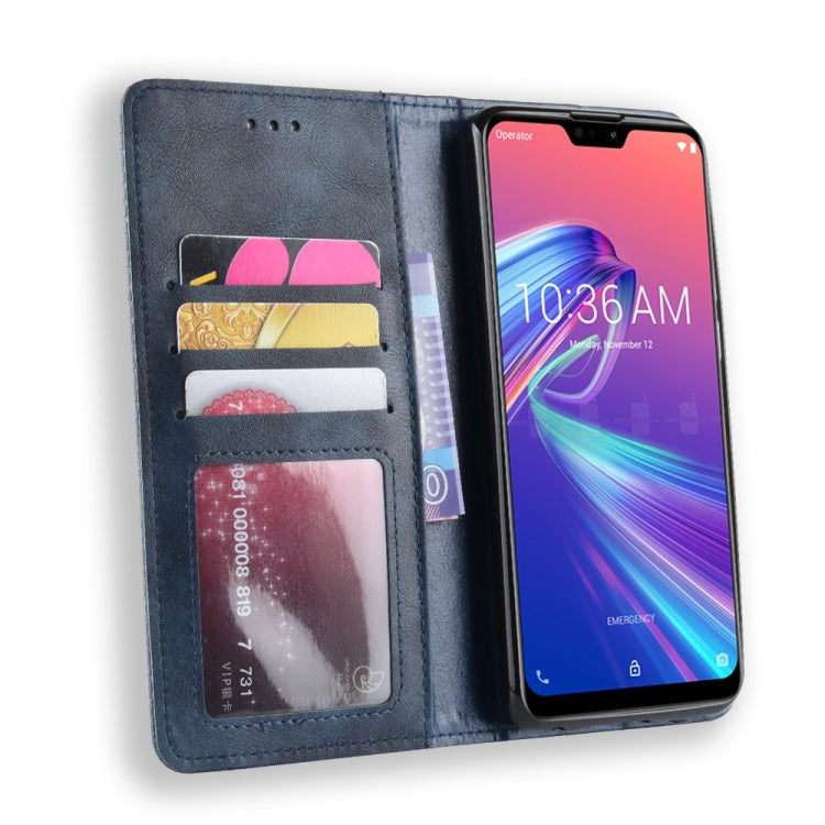Magnetic Buckle Retro Texture Horizontal Flip Leather Case for Asus Zenfone Max Plus (M2) ZB634KL / Zenfone Max Shot ZB634KL, with Holder & Card Slots & Wallet