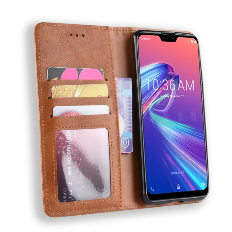 Magnetic Buckle Retro Texture Horizontal Flip Leather Case for Asus Zenfone Max Plus (M2) ZB634KL / Zenfone Max Shot ZB634KL, with Holder & Card Slots & Wallet