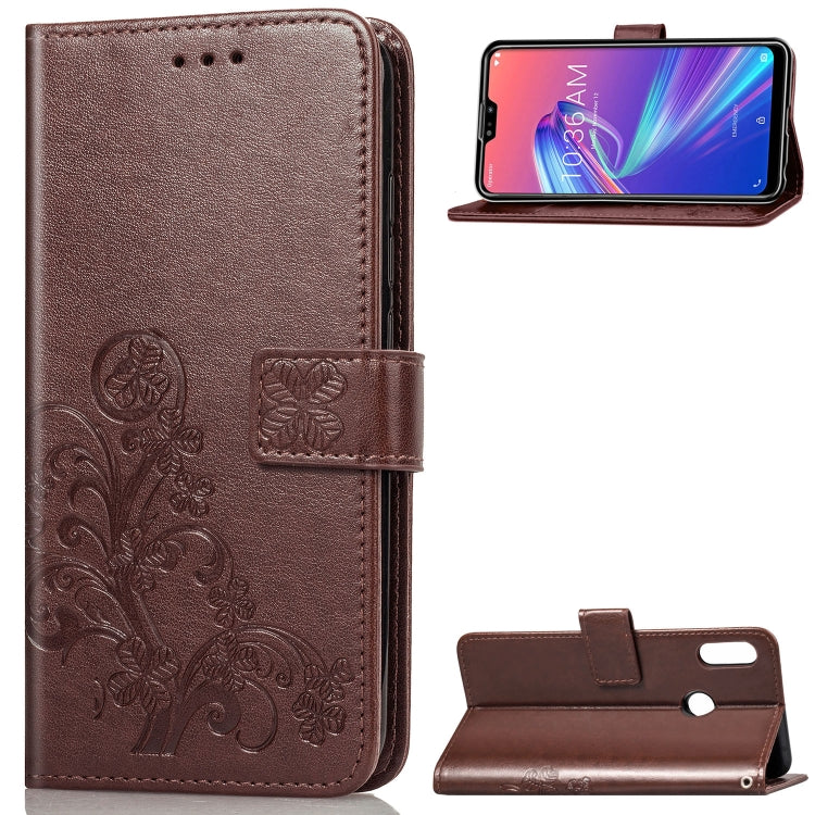 Lucky Clover Pressed Flowers Pattern Leather Case for ASUS ZB631KL, with Holder & Card Slots & Wallet & Hand Strap
