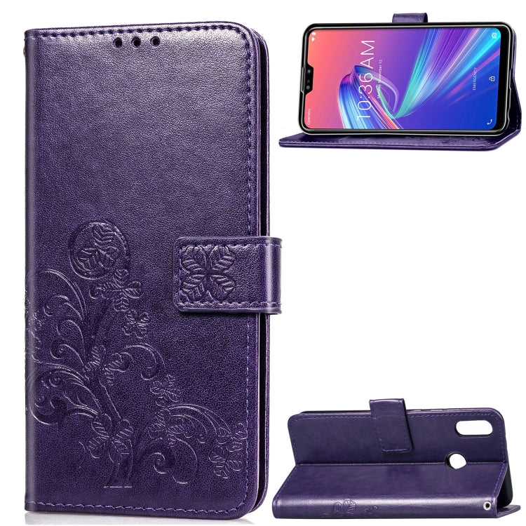 Lucky Clover Pressed Flowers Pattern Leather Case for ASUS ZB633KL, with Holder & Card Slots & Wallet & Hand Strap