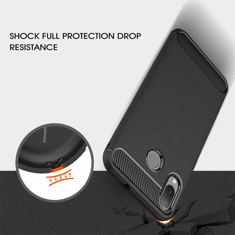 For Asus Zenfone Max (M1) ZB555KL Brushed Texture Carbon Fiber Shockproof TPU Protective Back Case