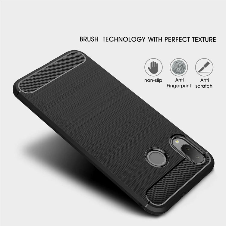 For Asus Zenfone Max (M1) ZB555KL Brushed Texture Carbon Fiber Shockproof TPU Protective Back Case