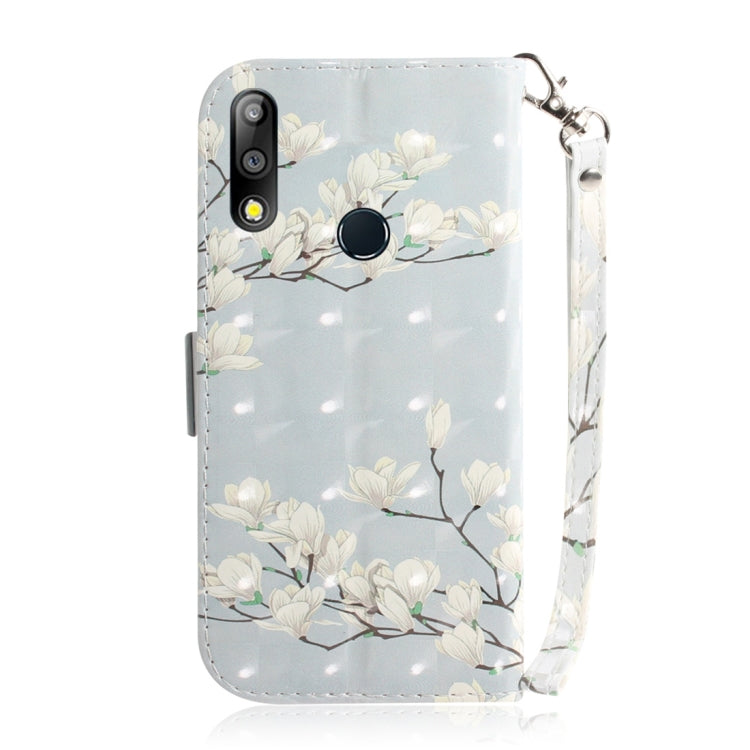 3D Colored Drawing Magnolia Pattern Horizontal Flip Leather Case for Asus Zenfone Max Pro (M2) ZB631KL, with Holder & Card Slots & Wallet