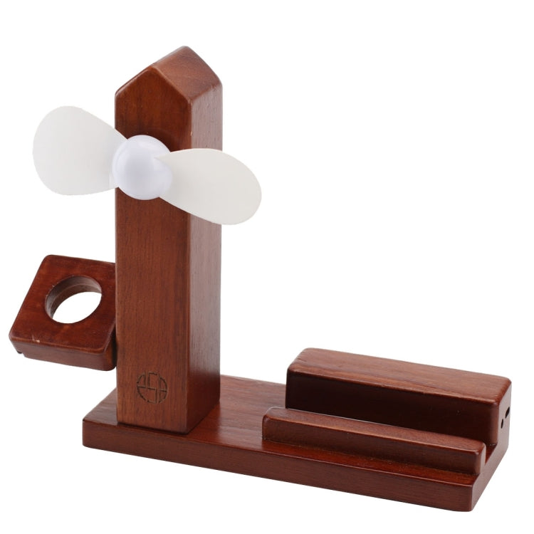 3 in 1 Wooden 3 Ports USB Charger Holder with Mini Fan & USB Power Supply for Apple Watch 38mm & 42mm / iPhone 6 Plus / iPhone 6
