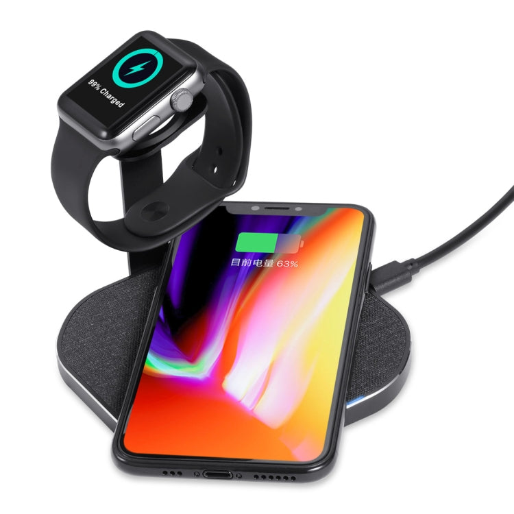 CS2-02 10W Multi-function Fast Wireless Charger Watch Phone Stand Charging Dock Stand Holder Station (Black)