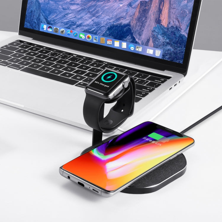 CS2-02 10W Multi-function Fast Wireless Charger Watch Phone Stand Charging Dock Stand Holder Station (Black)