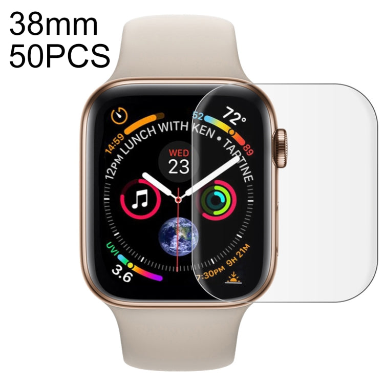 50 PCS For Apple Watch 38mm Soft PET Film Full Cover Screen Protector