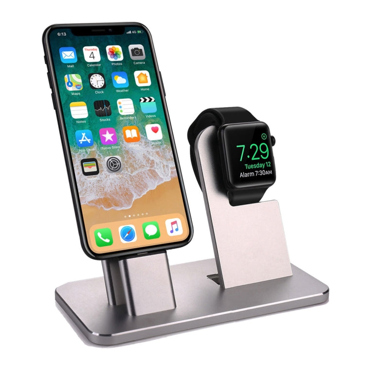2 In 1 Aluminum Alloy Charging Dock Stand Holder Station, For Apple Watch Series 3 / 2 / 1 / 42mm / 38mm, iPhone X / 8 / 8 Plus / 7 / 7 Plus / 6s / 6s Plus