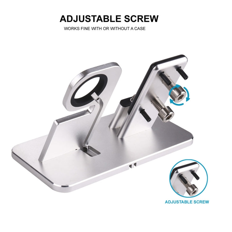 2 In 1 Aluminum Alloy Charging Dock Stand Holder Station, For Apple Watch Series 3 / 2 / 1 / 42mm / 38mm, iPhone X / 8 / 8 Plus / 7 / 7 Plus / 6s / 6s Plus
