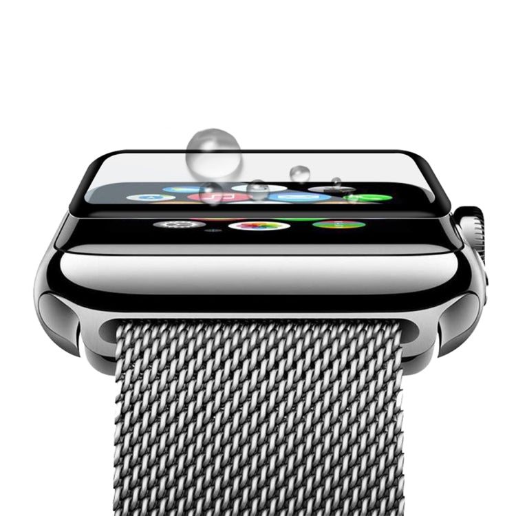For Apple Watch Series 3 38mm 0.2mm 9H Surface Hardness 3D Edge Aluminum Alloy Frame Anti-scratch Full Coverage Tempered Glass Screen Protector