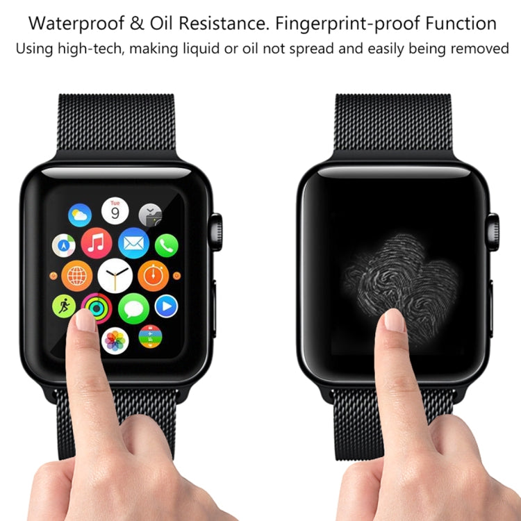 For Apple Watch Series 3 38mm 0.2mm 9H Surface Hardness 3D Edge Aluminum Alloy Frame Anti-scratch Full Coverage Tempered Glass Screen Protector