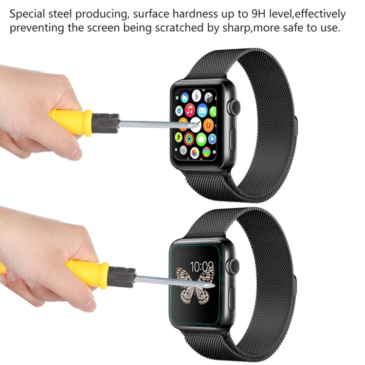 For Apple Watch Series 3 38mm 0.2mm 9H Surface Hardness 3D Edge Aluminum Alloy Frame Anti-scratch Full Coverage Tempered Glass Screen Protector