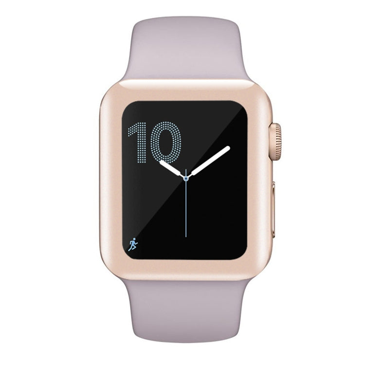 For Apple Watch Series 3 38mm 0.2mm 9H Surface Hardness 3D Edge Aluminum Alloy Frame Anti-scratch Full Coverage Tempered Glass Screen Protector