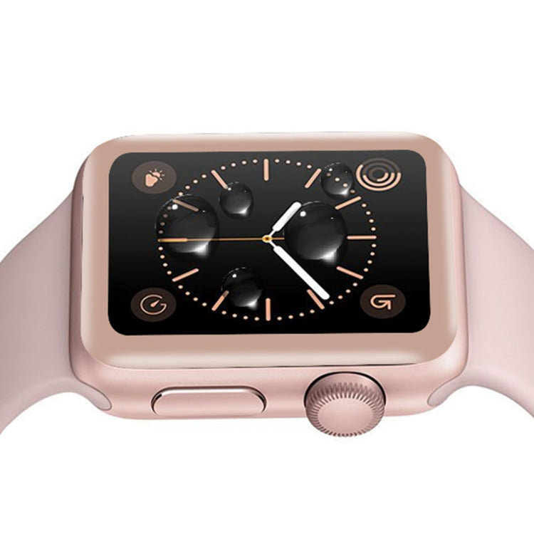 For Apple Watch Series 3 38mm 0.2mm 9H Surface Hardness 3D Edge Aluminum Alloy Frame Anti-scratch Full Coverage Tempered Glass Screen Protector