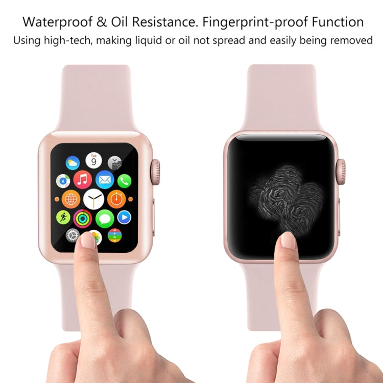 For Apple Watch Series 3 38mm 0.2mm 9H Surface Hardness 3D Edge Aluminum Alloy Frame Anti-scratch Full Coverage Tempered Glass Screen Protector