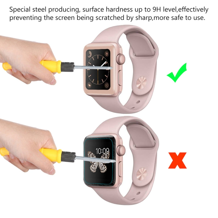 For Apple Watch Series 3 38mm 0.2mm 9H Surface Hardness 3D Edge Aluminum Alloy Frame Anti-scratch Full Coverage Tempered Glass Screen Protector