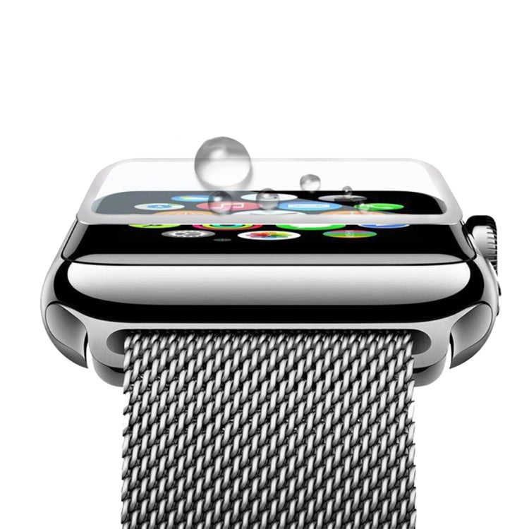 For Apple Watch Series 3 38mm 0.2mm 9H Surface Hardness 3D Edge Aluminum Alloy Frame Anti-scratch Full Coverage Tempered Glass Screen Protector