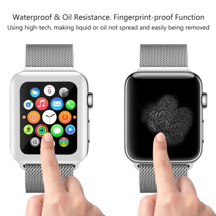 For Apple Watch Series 3 38mm 0.2mm 9H Surface Hardness 3D Edge Aluminum Alloy Frame Anti-scratch Full Coverage Tempered Glass Screen Protector