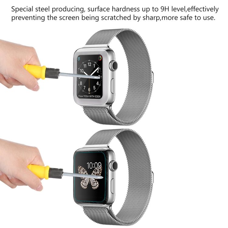 For Apple Watch Series 3 38mm 0.2mm 9H Surface Hardness 3D Edge Aluminum Alloy Frame Anti-scratch Full Coverage Tempered Glass Screen Protector