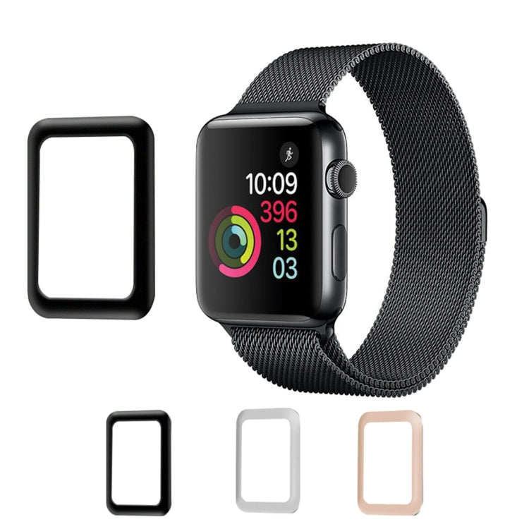 For Apple Watch Series 3 42mm 0.2mm 9H Surface Hardness 3D Edge Aluminum Alloy Frame Anti-scratch Full Coverage Tempered Glass Screen Protector