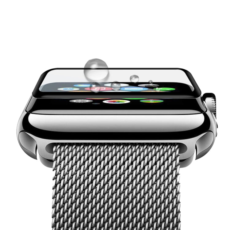 For Apple Watch Series 3 42mm 0.2mm 9H Surface Hardness 3D Edge Aluminum Alloy Frame Anti-scratch Full Coverage Tempered Glass Screen Protector