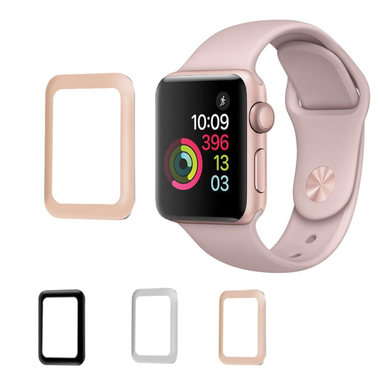 For Apple Watch Series 3 42mm 0.2mm 9H Surface Hardness 3D Edge Aluminum Alloy Frame Anti-scratch Full Coverage Tempered Glass Screen Protector