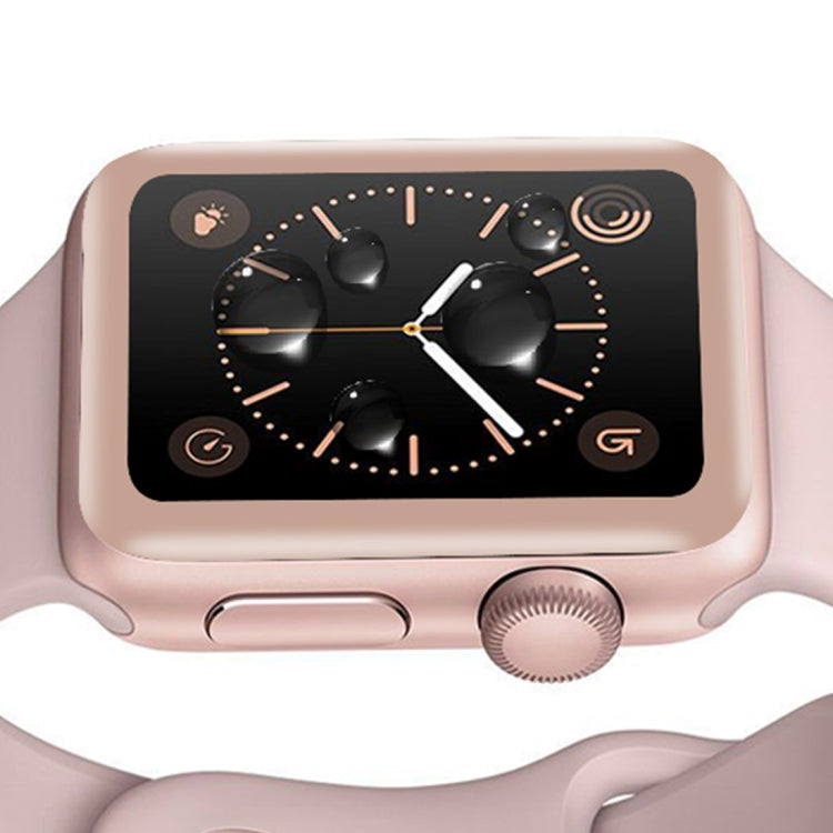 For Apple Watch Series 3 42mm 0.2mm 9H Surface Hardness 3D Edge Aluminum Alloy Frame Anti-scratch Full Coverage Tempered Glass Screen Protector