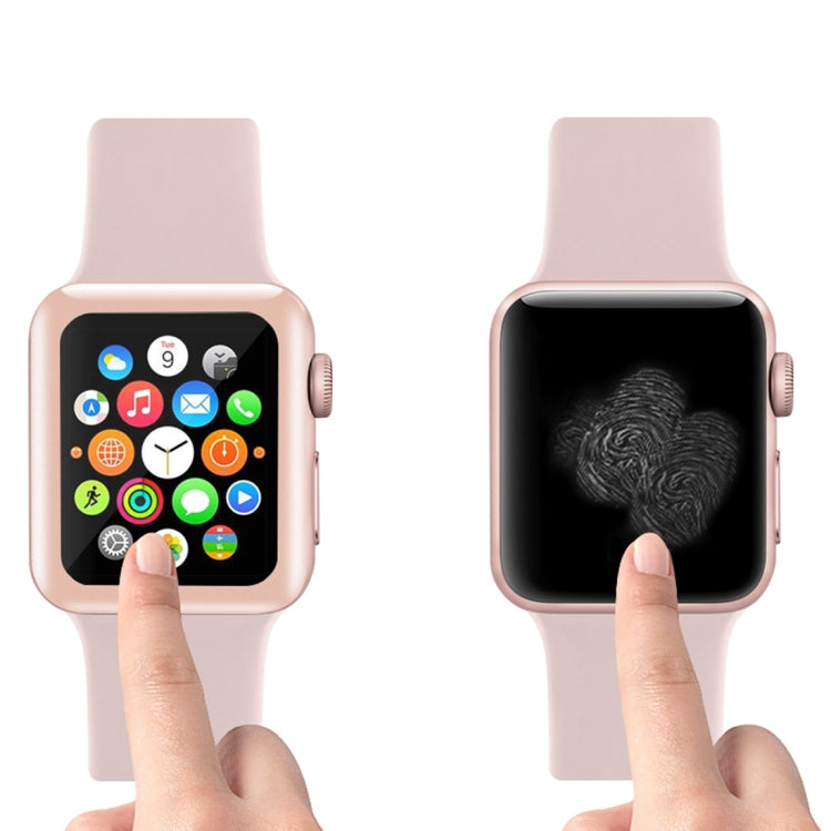 For Apple Watch Series 3 42mm 0.2mm 9H Surface Hardness 3D Edge Aluminum Alloy Frame Anti-scratch Full Coverage Tempered Glass Screen Protector