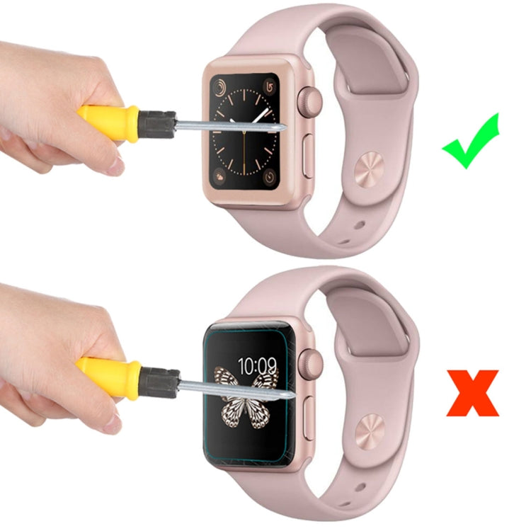 For Apple Watch Series 3 42mm 0.2mm 9H Surface Hardness 3D Edge Aluminum Alloy Frame Anti-scratch Full Coverage Tempered Glass Screen Protector