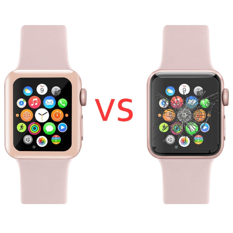 For Apple Watch Series 3 42mm 0.2mm 9H Surface Hardness 3D Edge Aluminum Alloy Frame Anti-scratch Full Coverage Tempered Glass Screen Protector