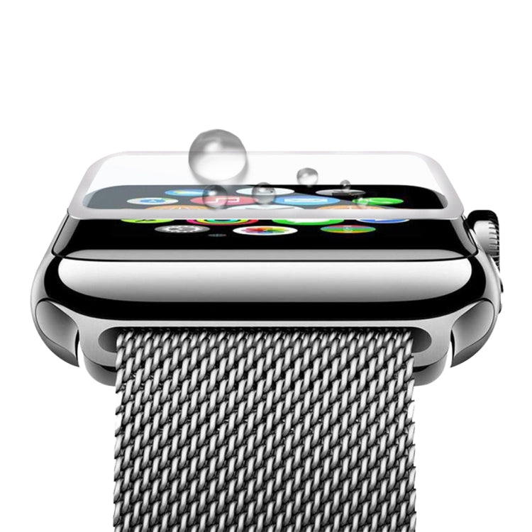 For Apple Watch Series 3 42mm 0.2mm 9H Surface Hardness 3D Edge Aluminum Alloy Frame Anti-scratch Full Coverage Tempered Glass Screen Protector