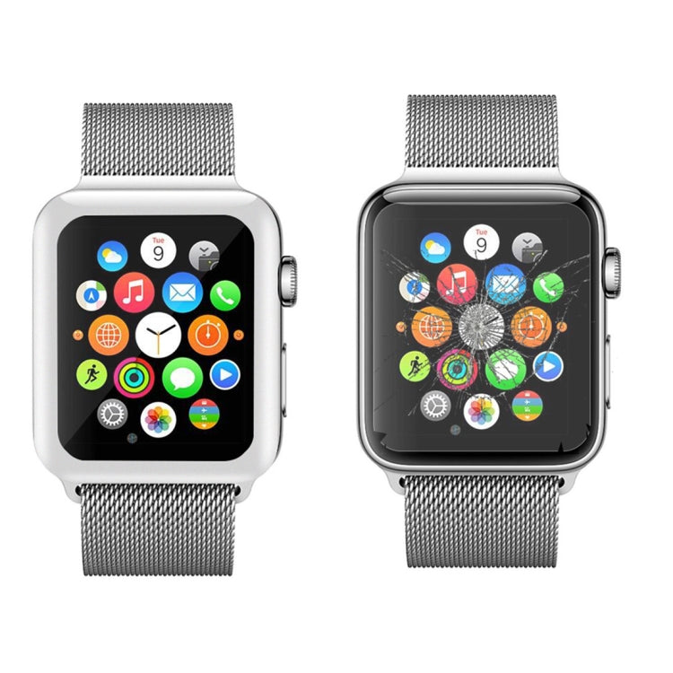 For Apple Watch Series 3 42mm 0.2mm 9H Surface Hardness 3D Edge Aluminum Alloy Frame Anti-scratch Full Coverage Tempered Glass Screen Protector