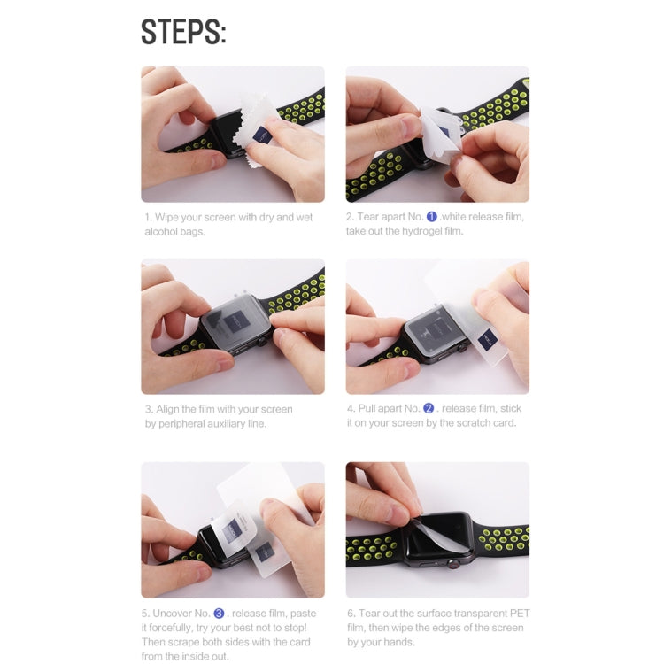 2 PCS ROCK 0.18mm Curved Surface Full Screen Protector Hydrogel Film for Apple Watch Series 5 & 4 40mm / 3 & 2 & 1 38mm, TPU+PET Material