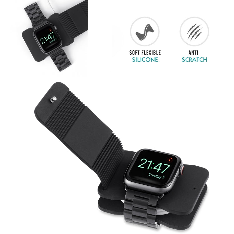 For Apple Watch 38mm & 42mm (Series 1 & 2) Cable Organizing Charging Dock Station Soft Silicone Protective Case, Charging Cable is not Included(Black)