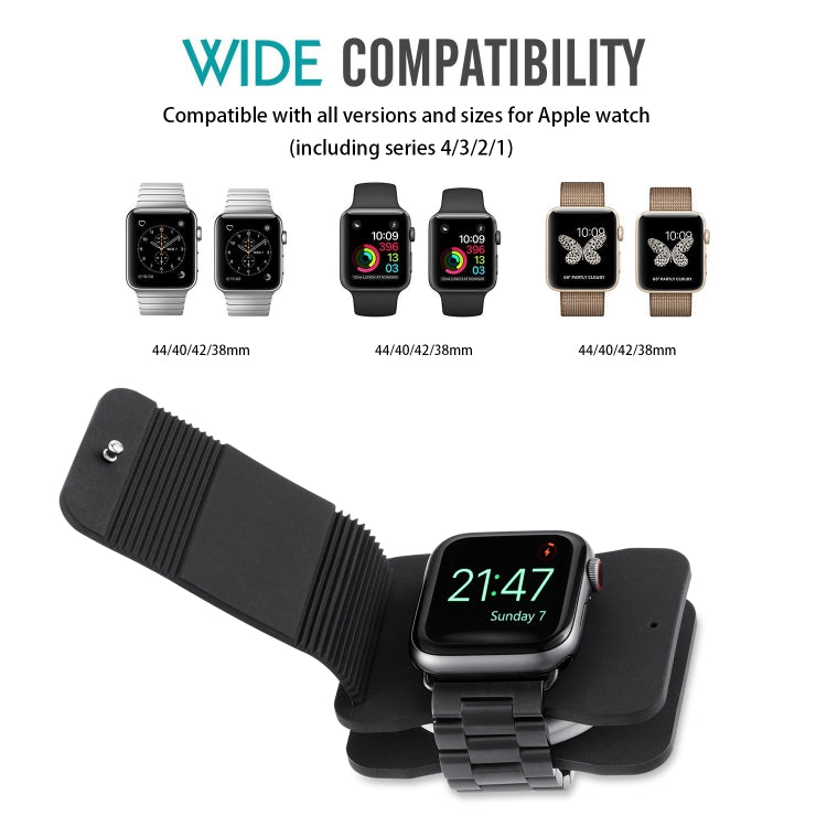 For Apple Watch 38mm & 42mm (Series 1 & 2) Cable Organizing Charging Dock Station Soft Silicone Protective Case, Charging Cable is not Included(Black)