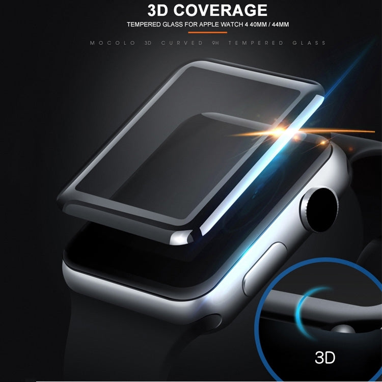 mocolo 0.33mm 9H 3D Round Edge Full Glue Tempered Glass Film for Apple Watch Series 4 44mm (Black)